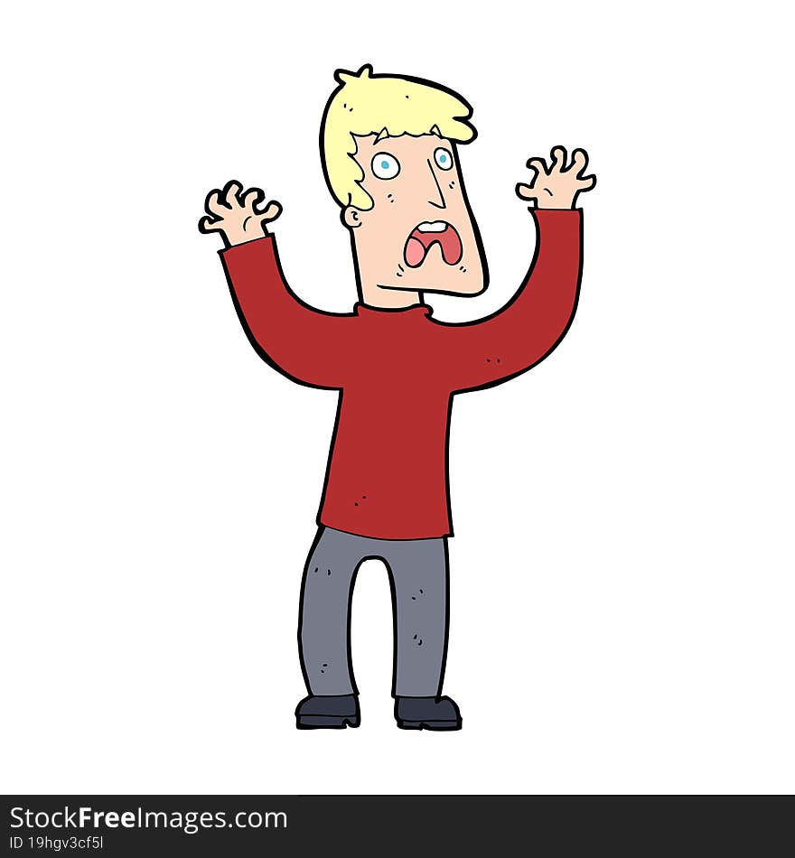 cartoon frightened man