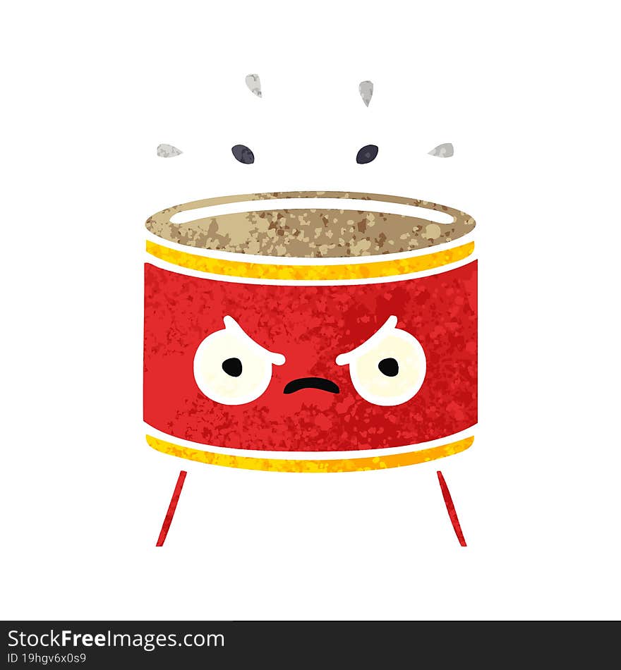 retro illustration style cartoon drum