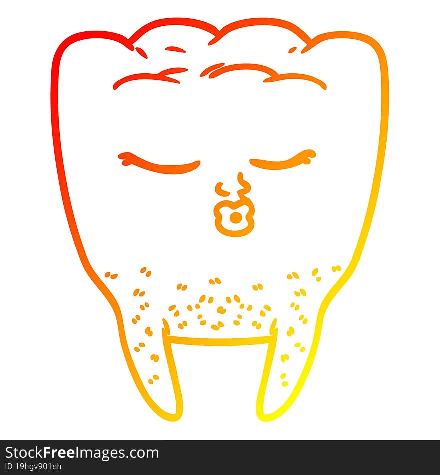 warm gradient line drawing cartoon tooth