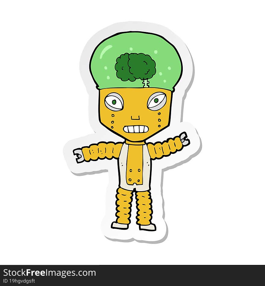 sticker of a cartoon future robot