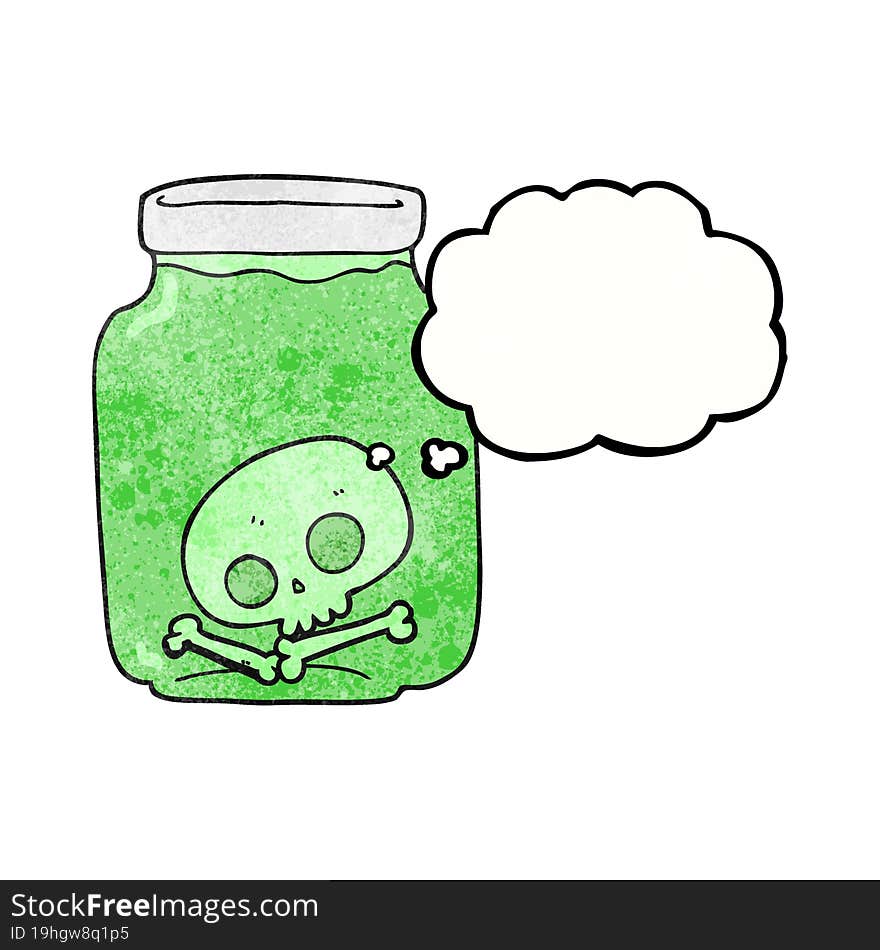 thought bubble textured cartoon jar with skull