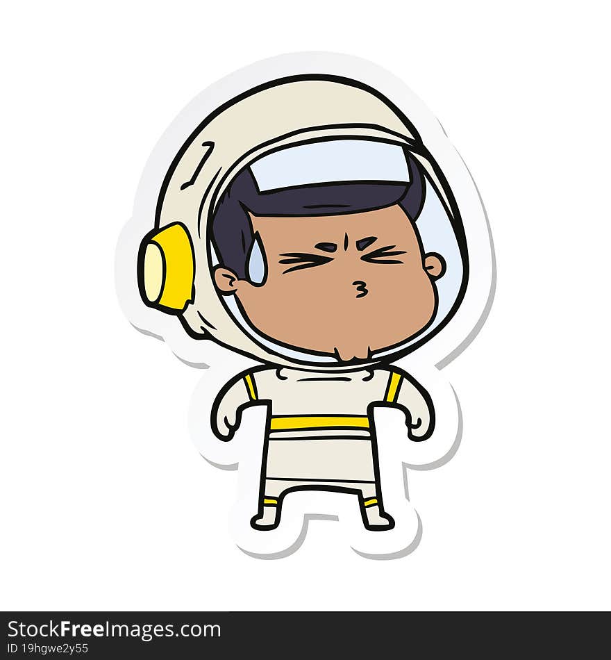 sticker of a cartoon stressed astronaut