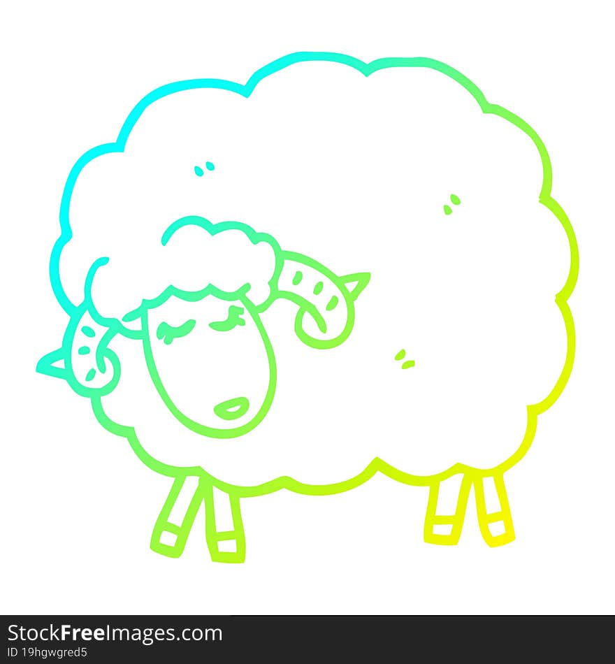 cold gradient line drawing cartoon black sheep