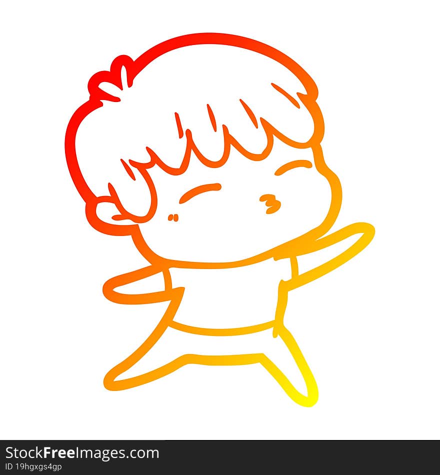 Warm Gradient Line Drawing Cartoon Curious Boy