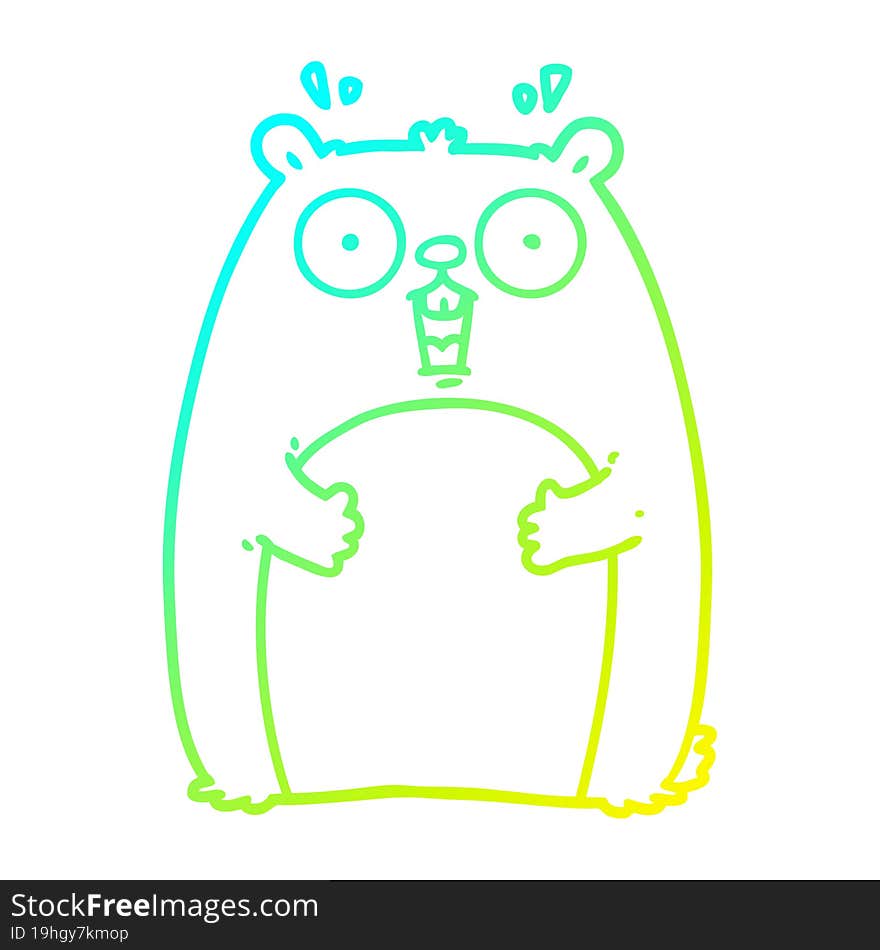 cold gradient line drawing cartoon shocked ground hog