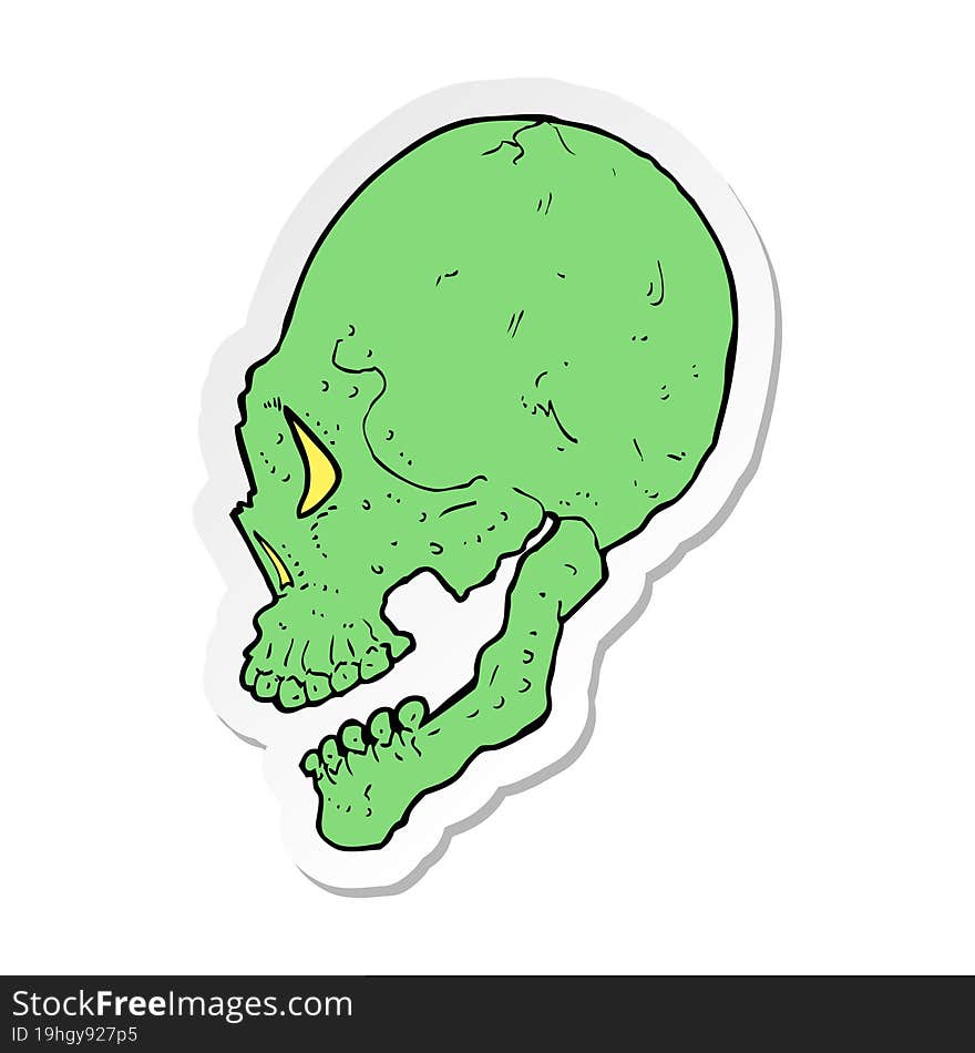 sticker of a spooky skull illustration