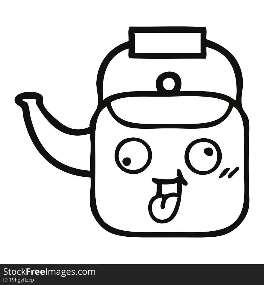 Line Drawing Cartoon Kettle