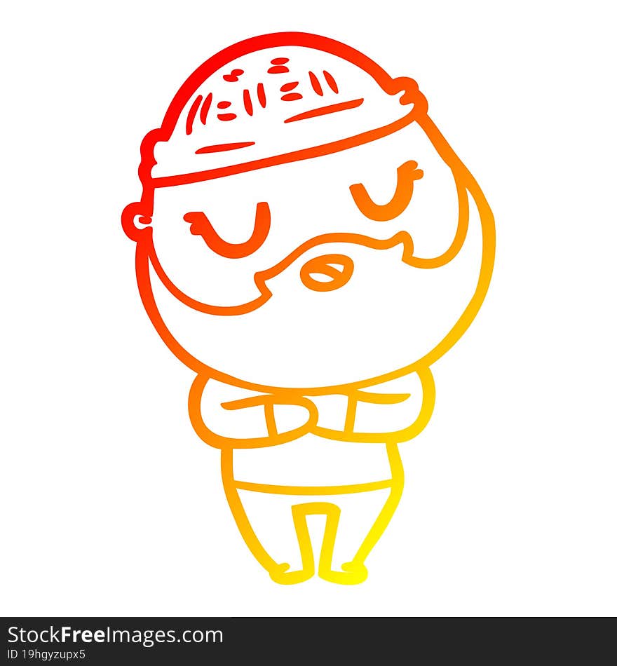 warm gradient line drawing cute cartoon man with beard