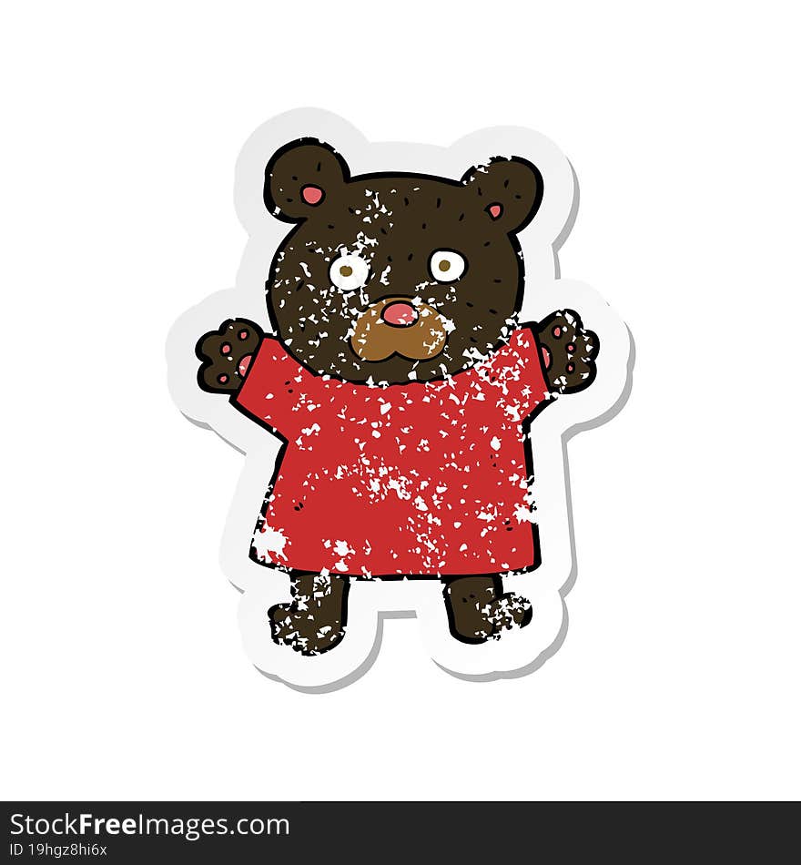 retro distressed sticker of a cartoon cute black bear