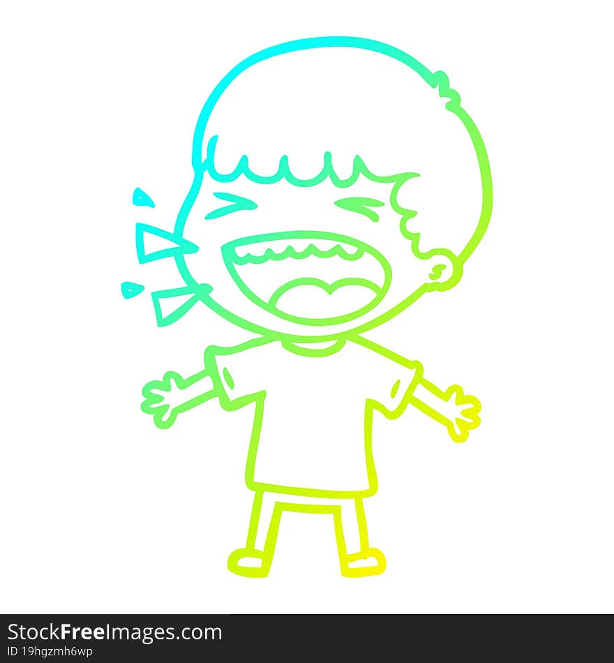 cold gradient line drawing cartoon laughing man