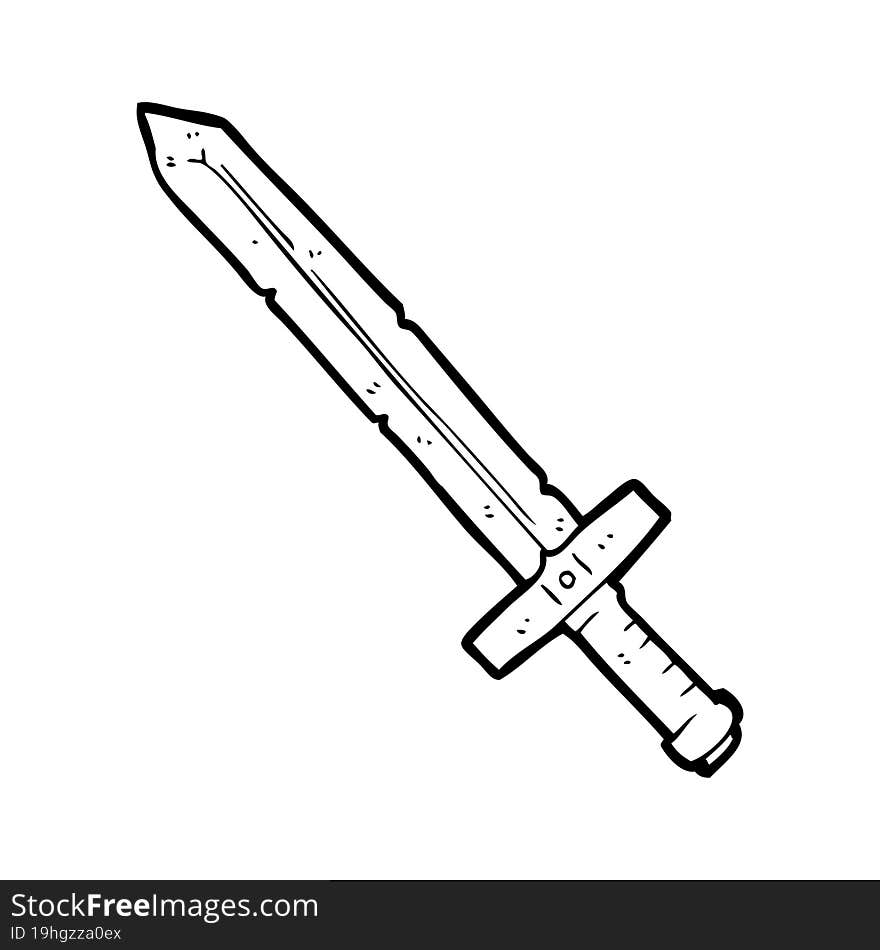 black and white cartoon bloody sword