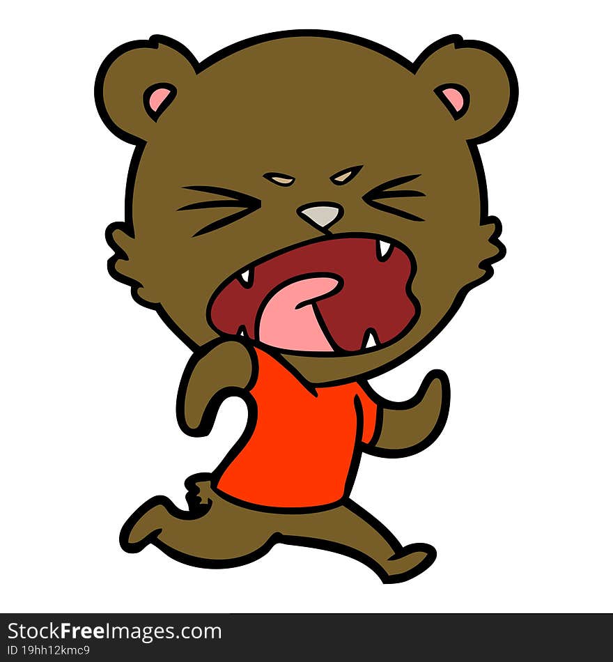 angry cartoon bear running. angry cartoon bear running