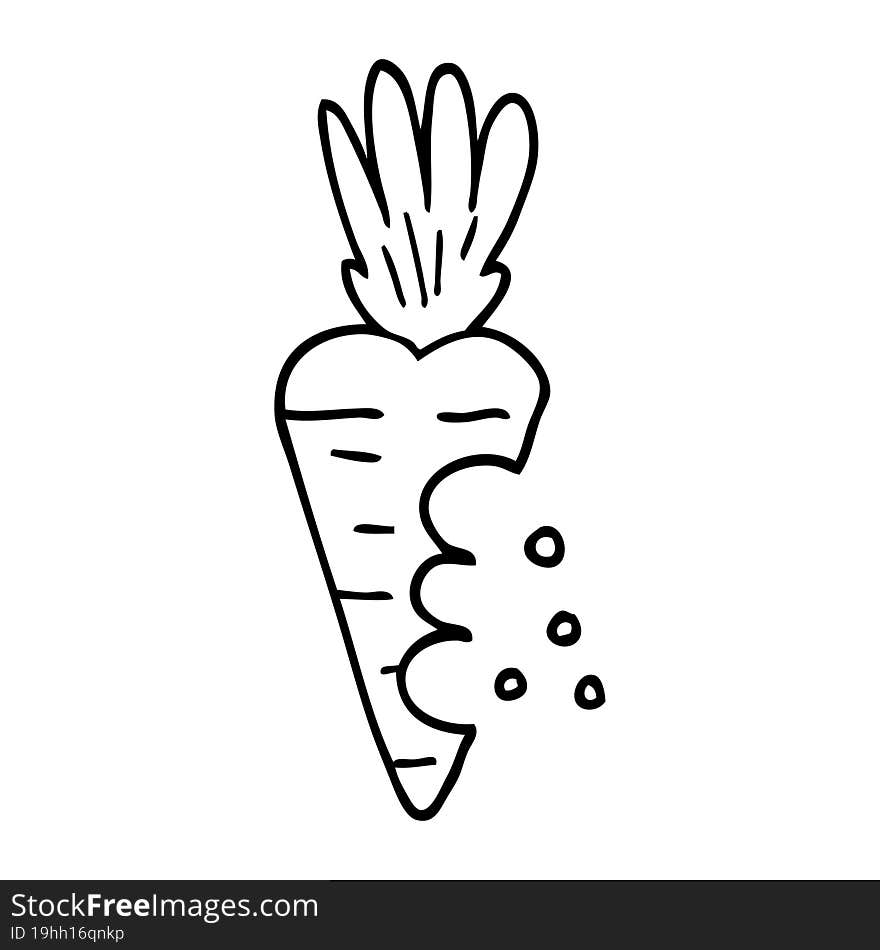 line drawing cartoon carrot with bite marks