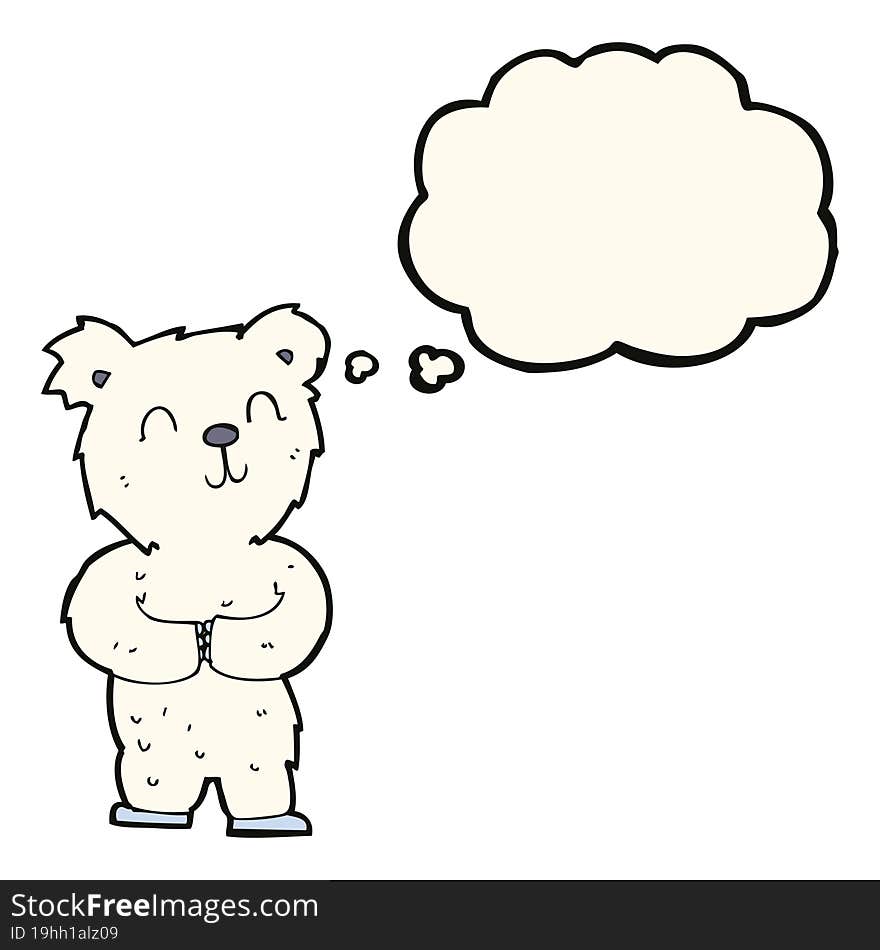 Cartoon Happy Little Polar Bear With Thought Bubble