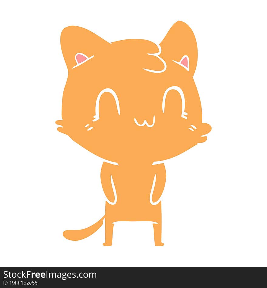 flat color style cartoon happy cat