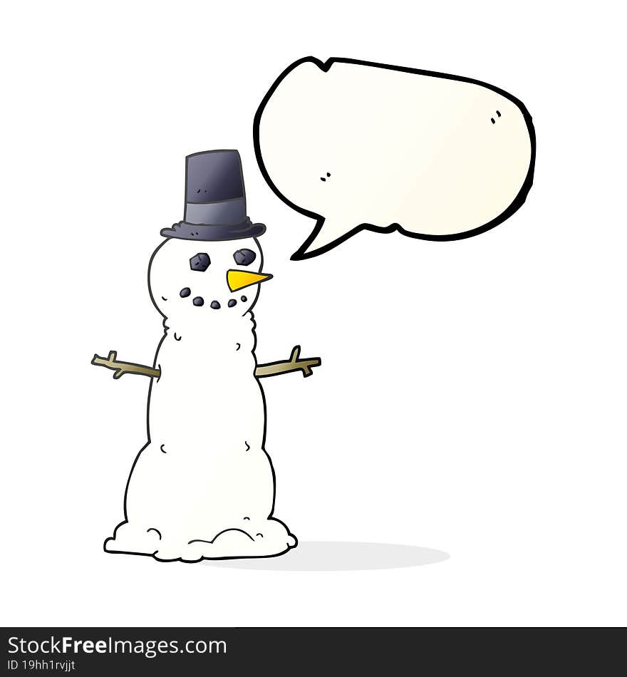 Speech Bubble Cartoon Snowman In Top Hat