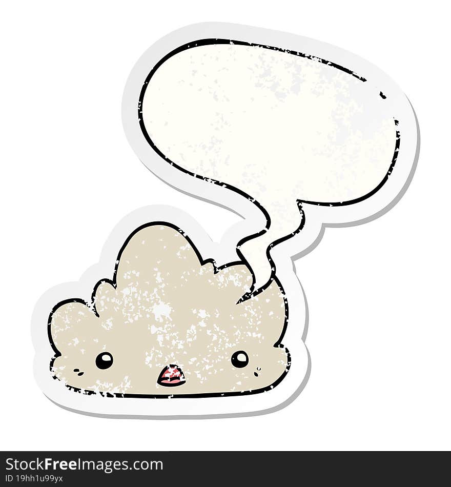 Cute Cartoon Cloud And Speech Bubble Distressed Sticker