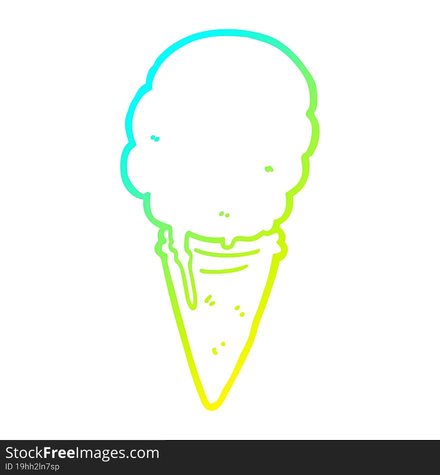 Cold Gradient Line Drawing Cartoon Ice Cream