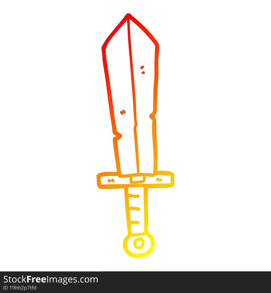 warm gradient line drawing cartoon old sword