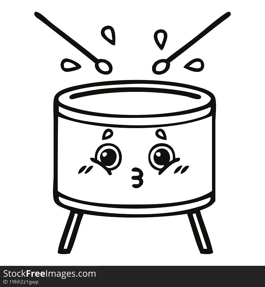 line drawing cartoon drum