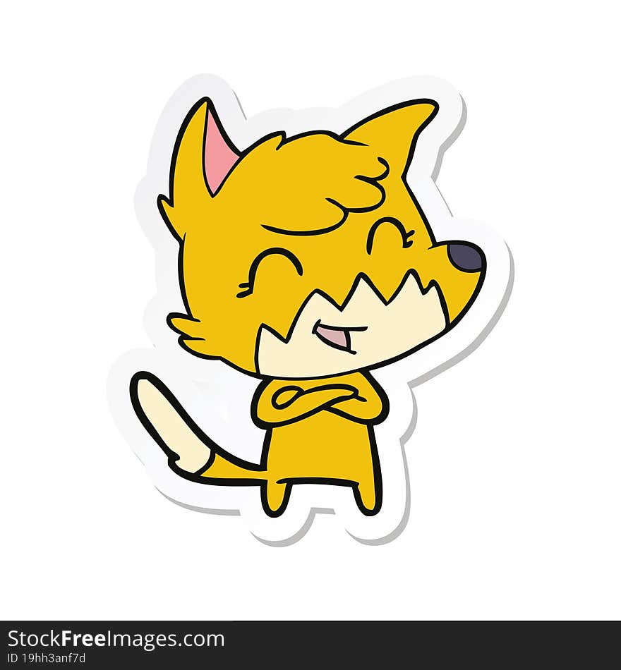 sticker of a happy cartoon fox