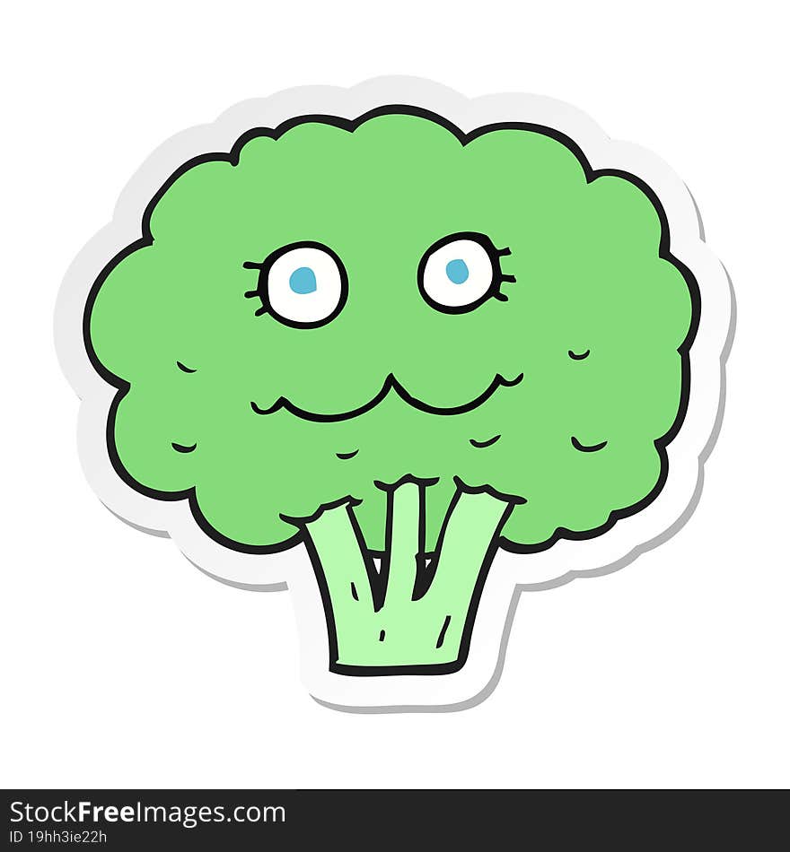 sticker of a cartoon broccoli