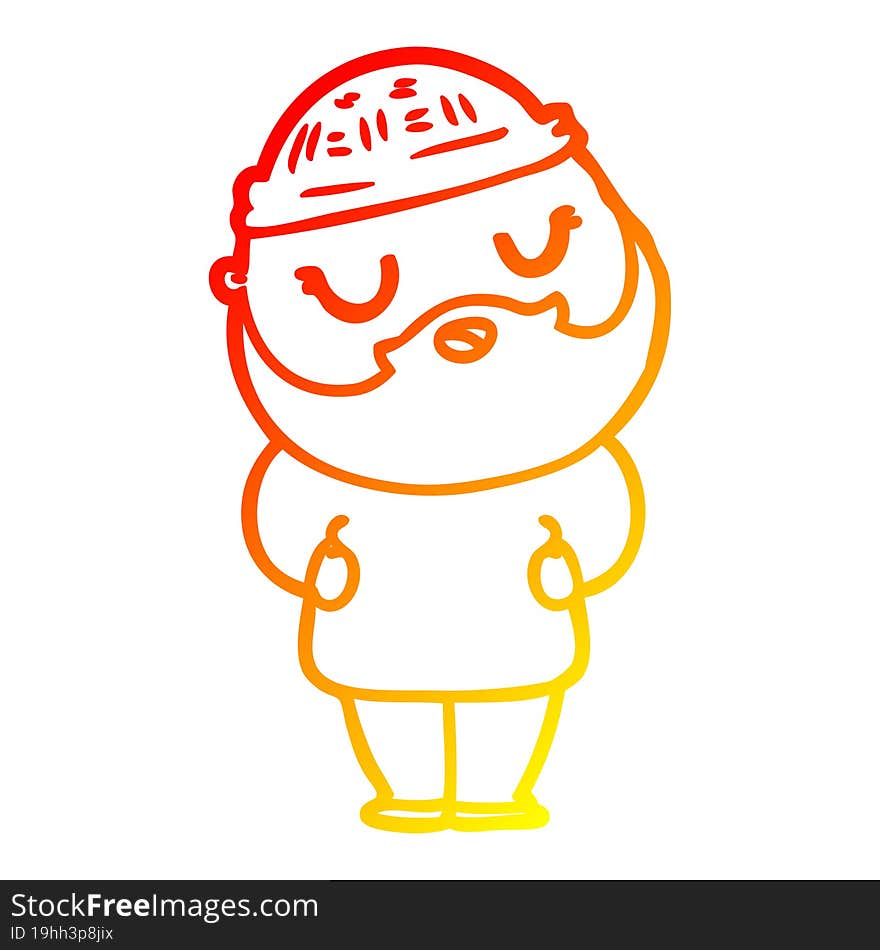 warm gradient line drawing of a cartoon man with beard