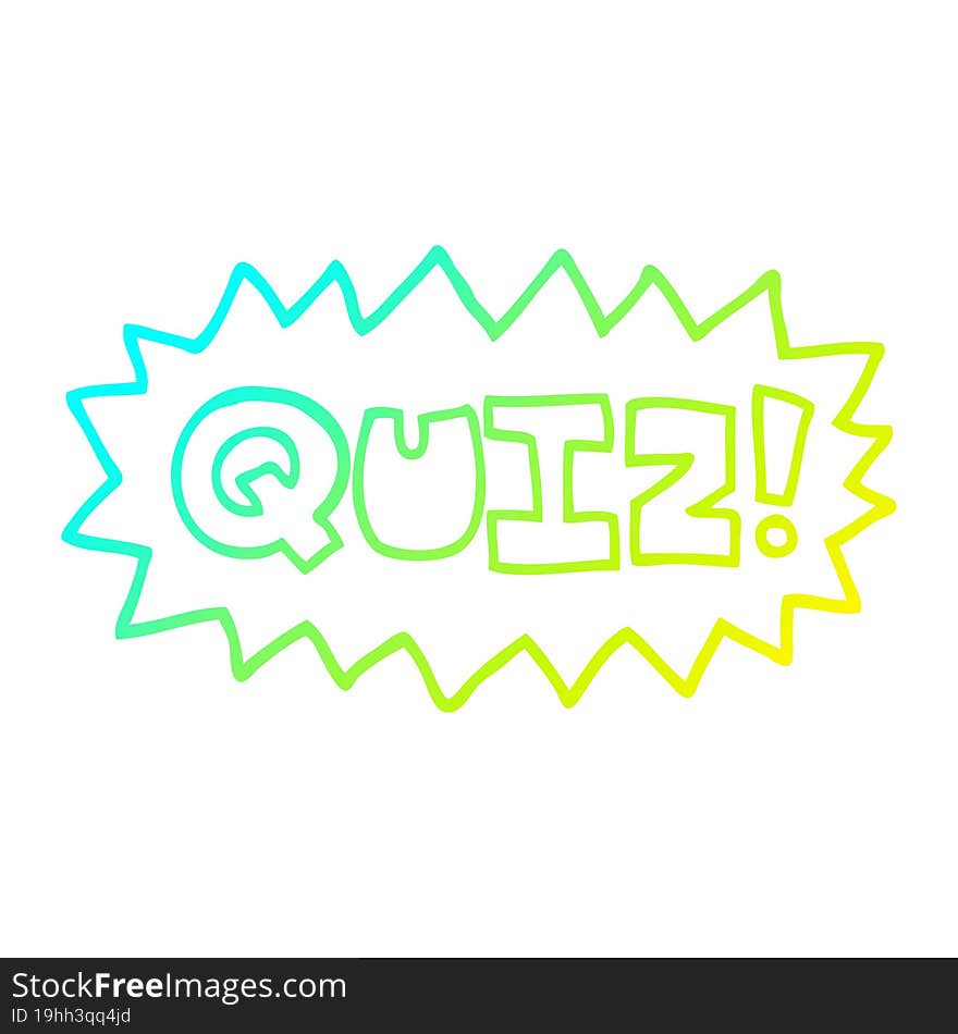 cold gradient line drawing cartoon quiz sign