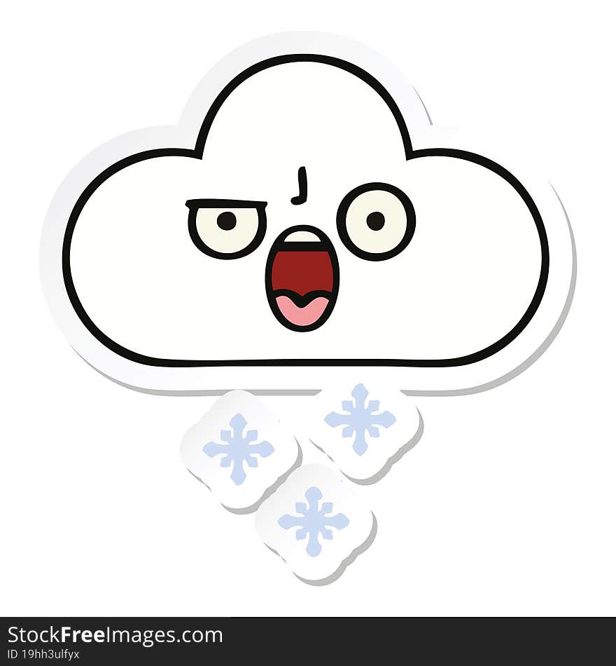 sticker of a cute cartoon snow cloud