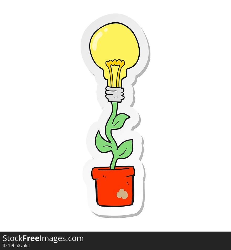 sticker of a cartoon light bulb plant