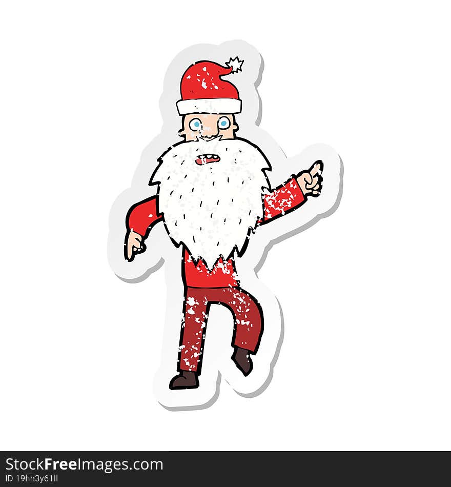 retro distressed sticker of a cartoon santa claus