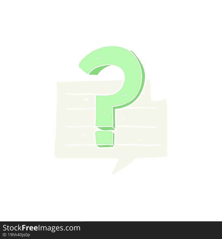 flat color illustration of a cartoon question mark speech bubble