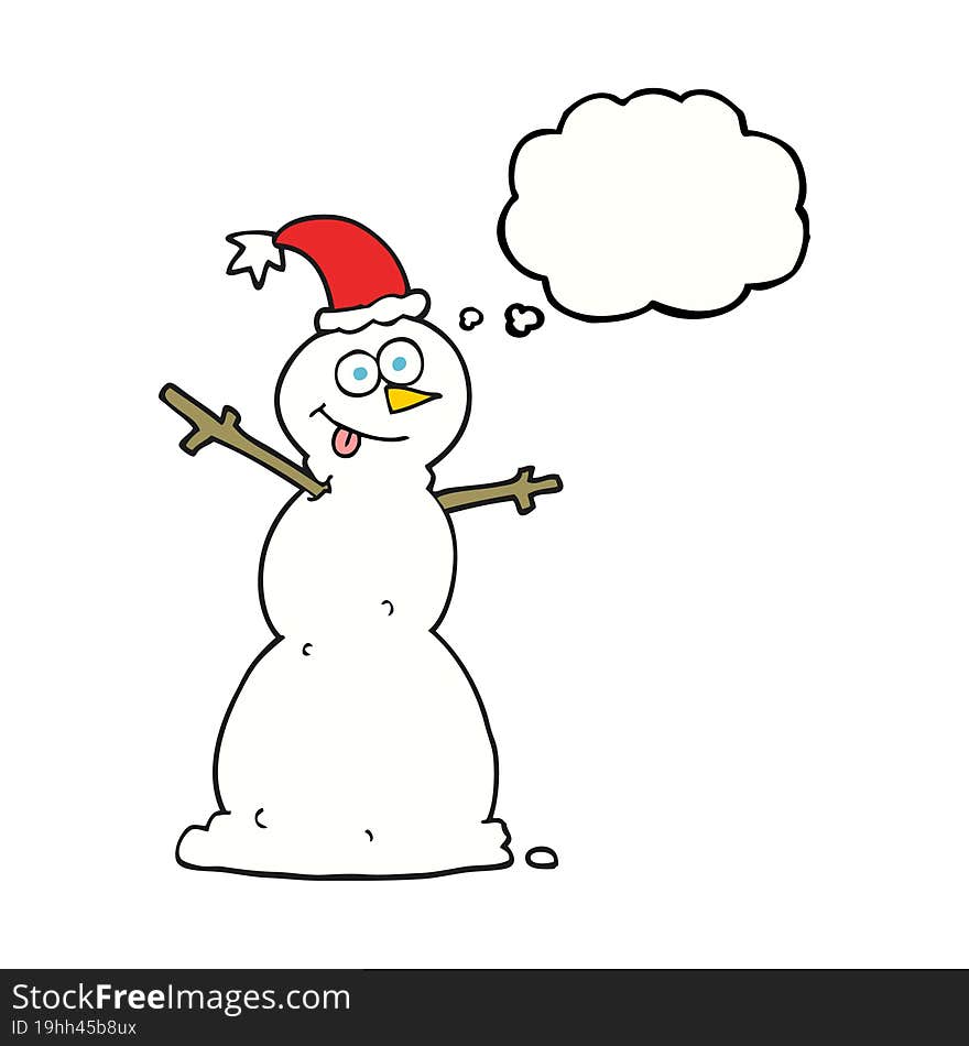 freehand drawn thought bubble cartoon snowman