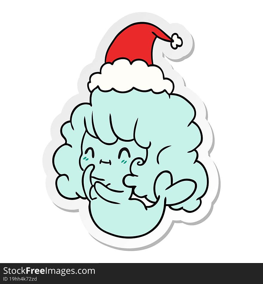 christmas sticker cartoon of kawaii ghost