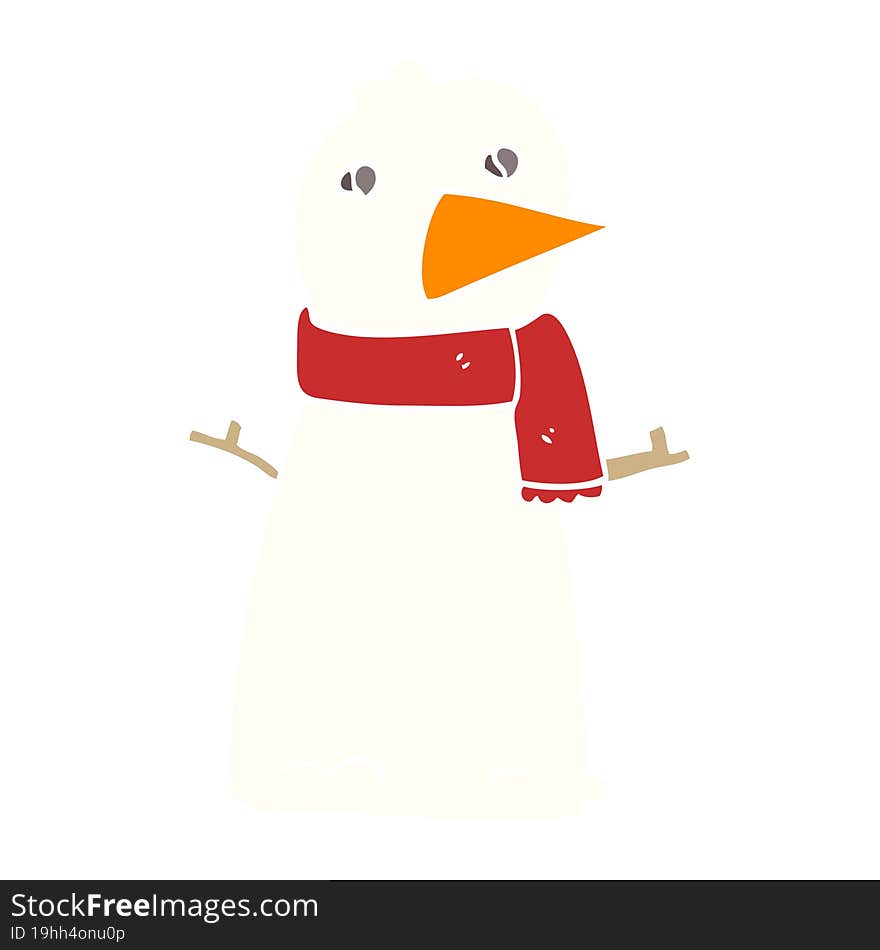 flat color illustration cartoon snowman