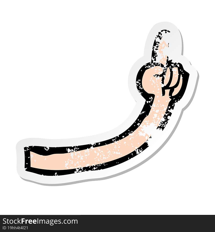 Retro Distressed Sticker Of A Cartoon Arm