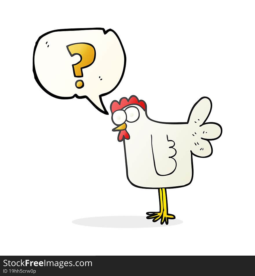 freehand drawn speech bubble cartoon confused chicken