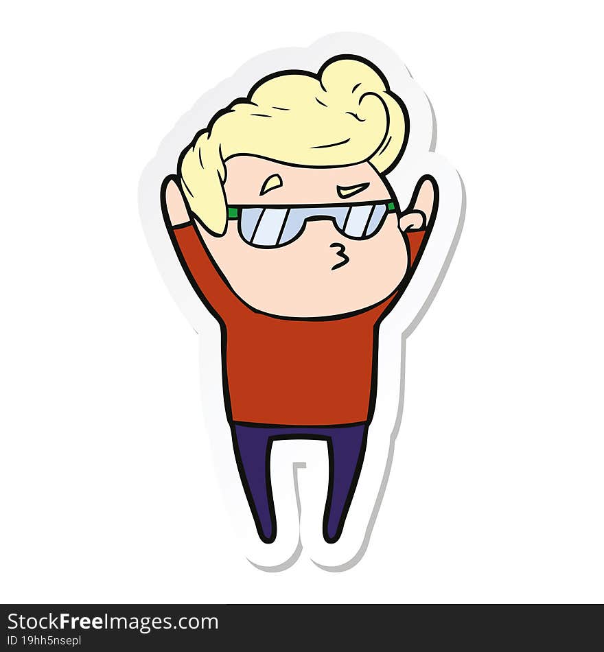 sticker of a cartoon cool guy