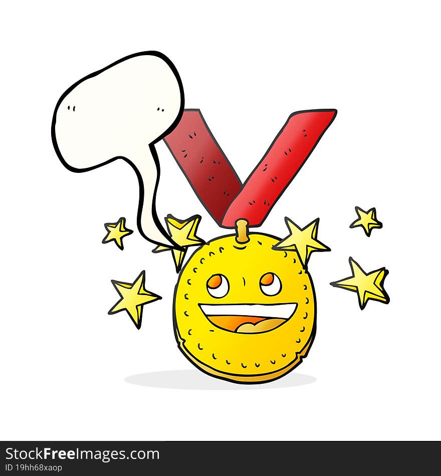 speech bubble cartoon happy sports medal