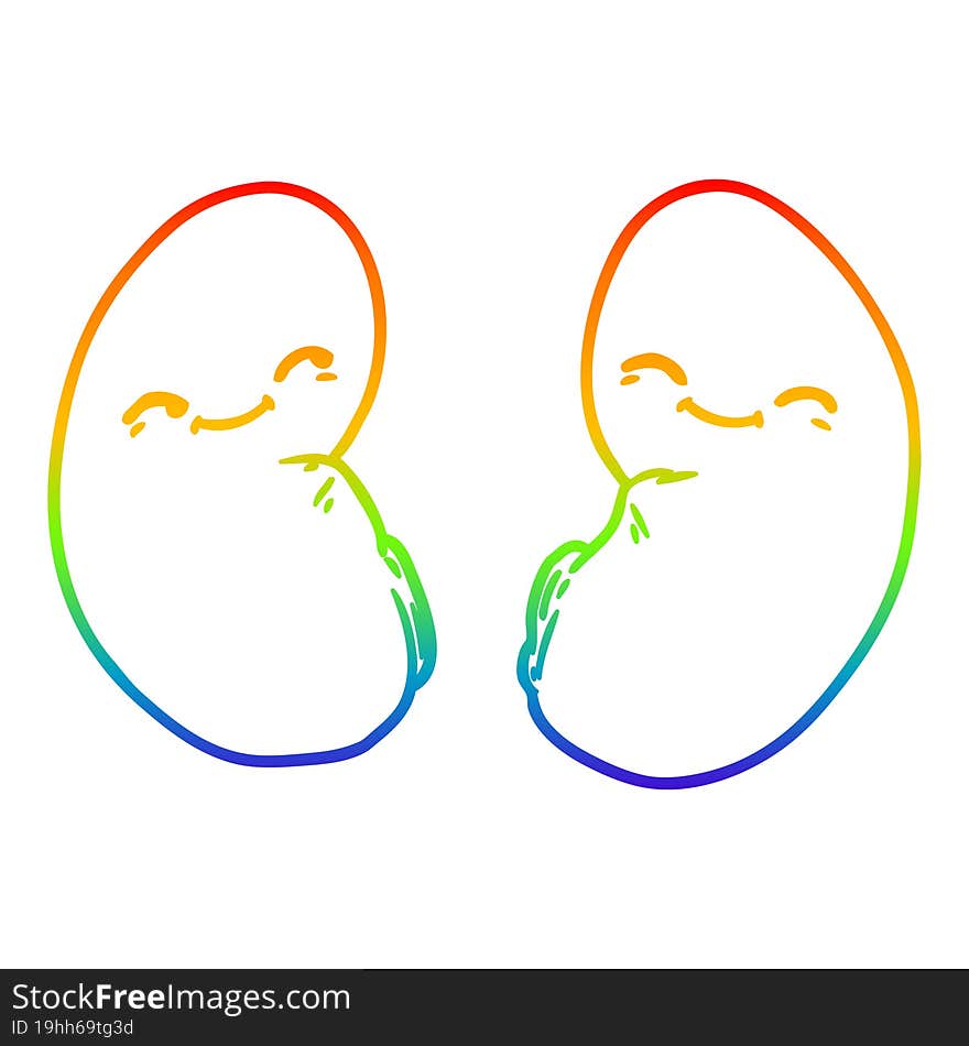 rainbow gradient line drawing cartoon kidneys