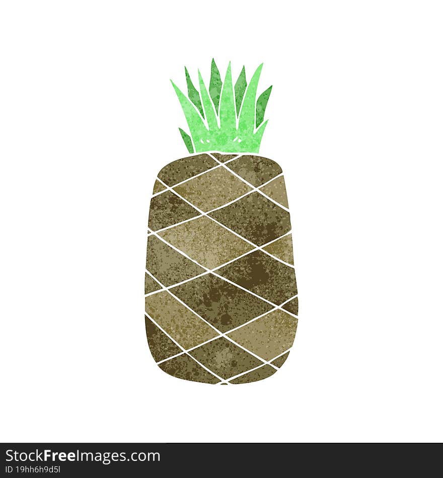 freehand retro cartoon pineapple