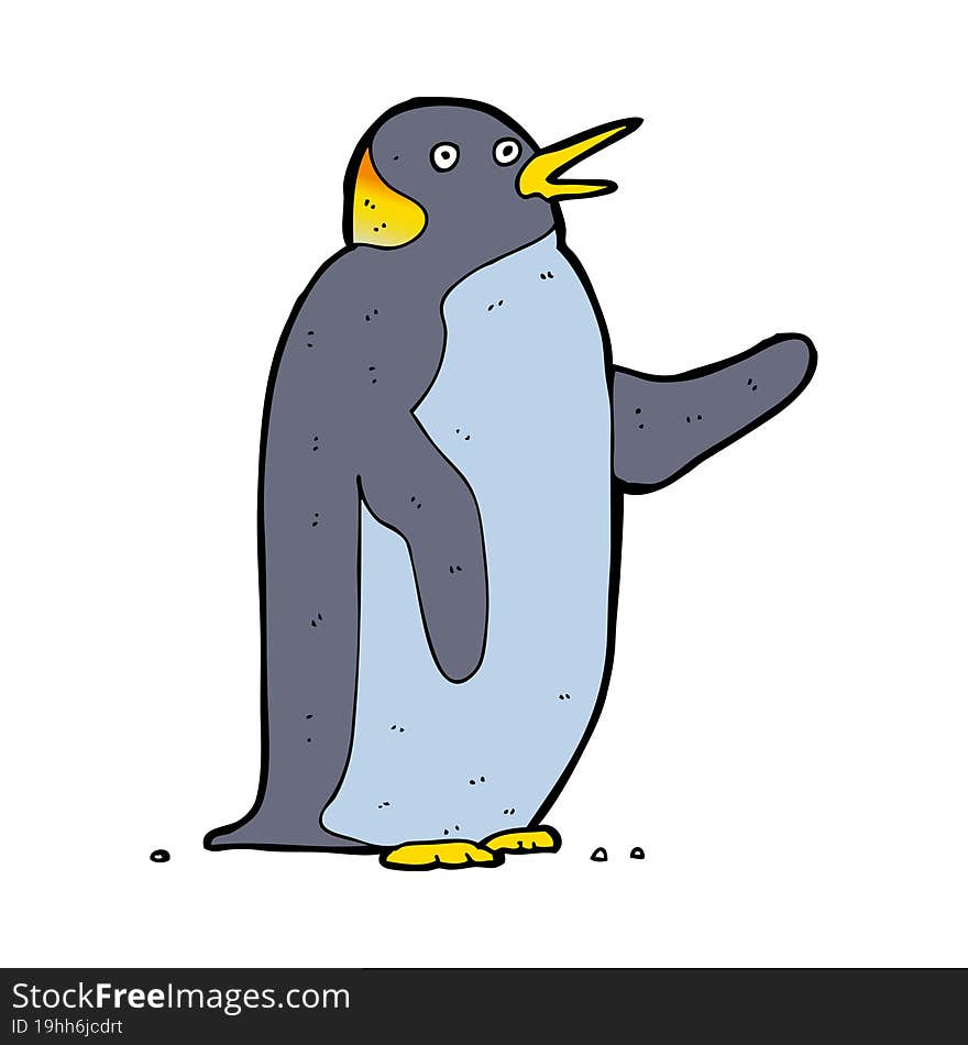 cartoon penguin waving