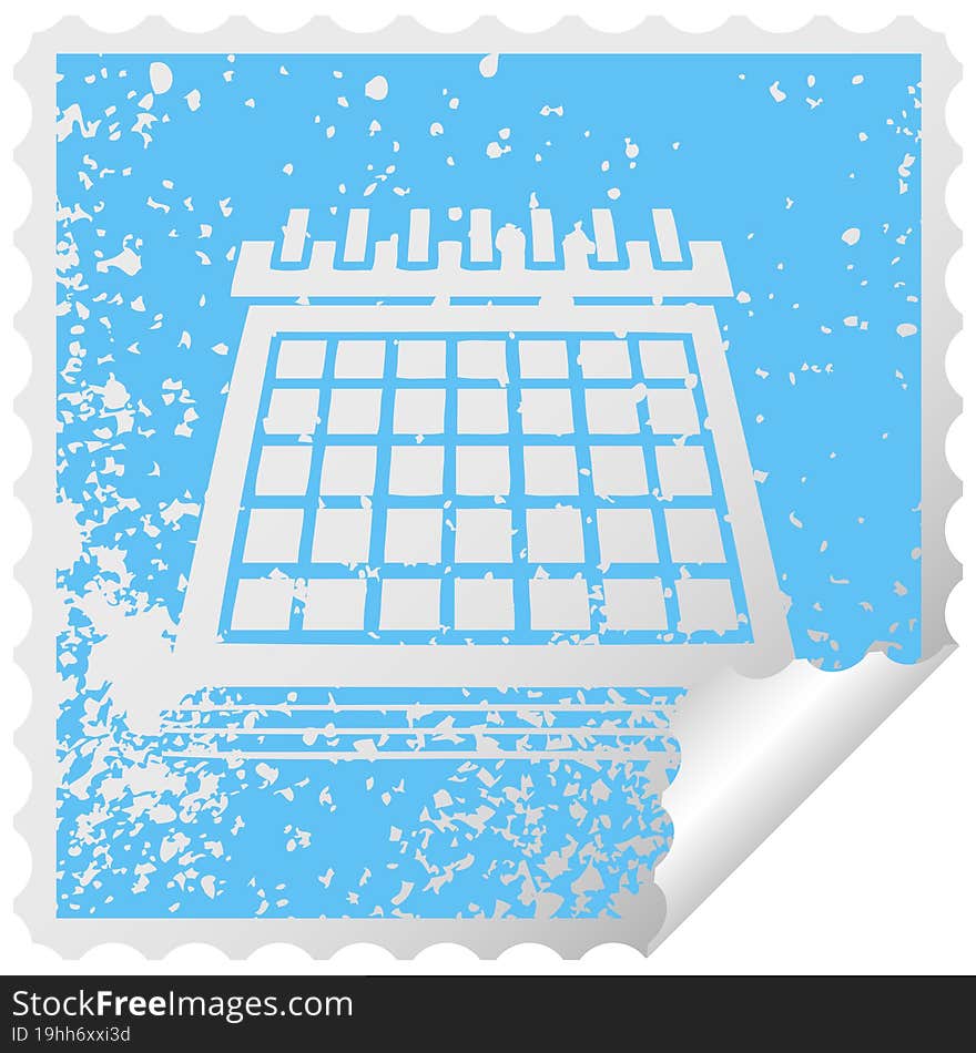 distressed square peeling sticker symbol work calendar