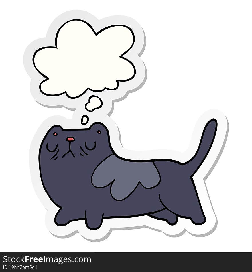 cartoon cat and thought bubble as a printed sticker