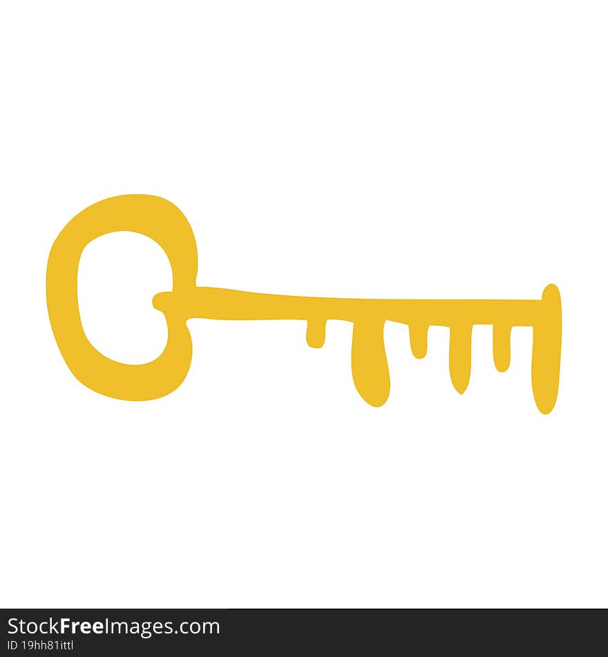 cartoon doodle gold key