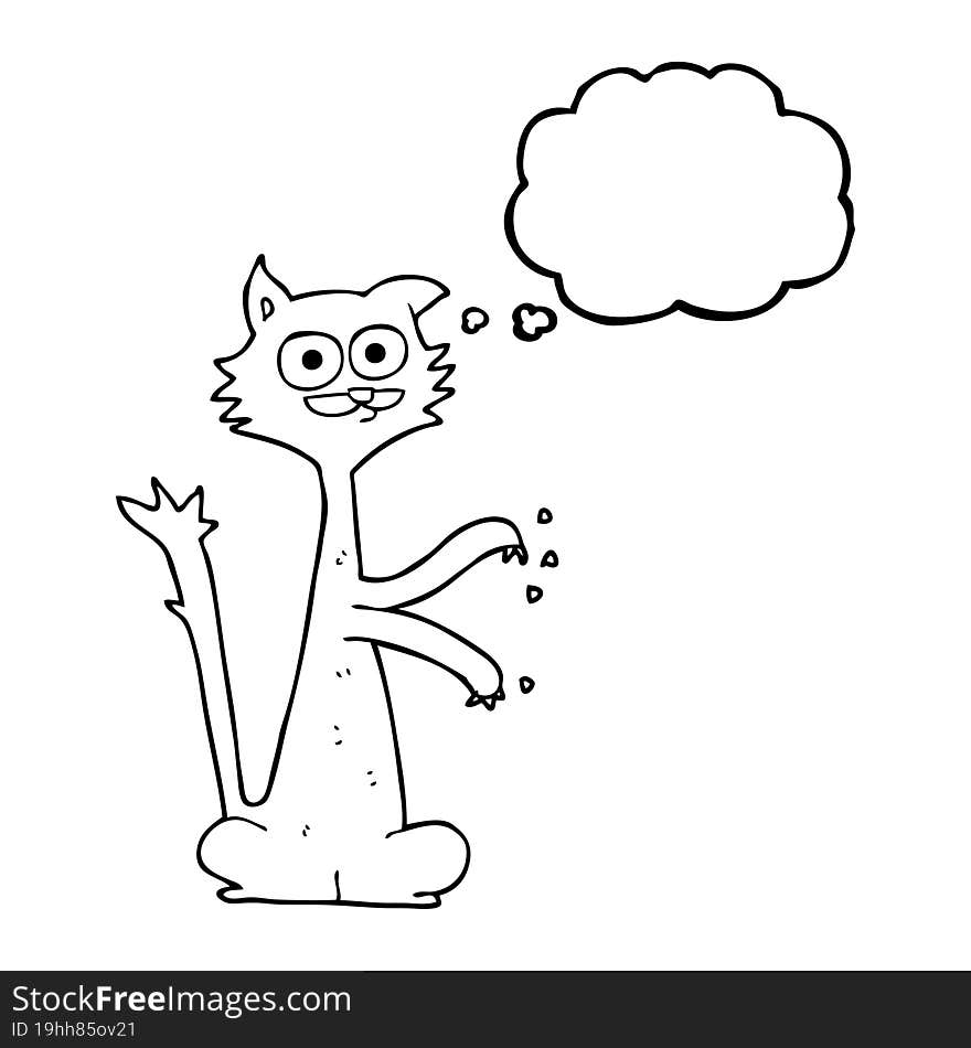 thought bubble cartoon cat scratching