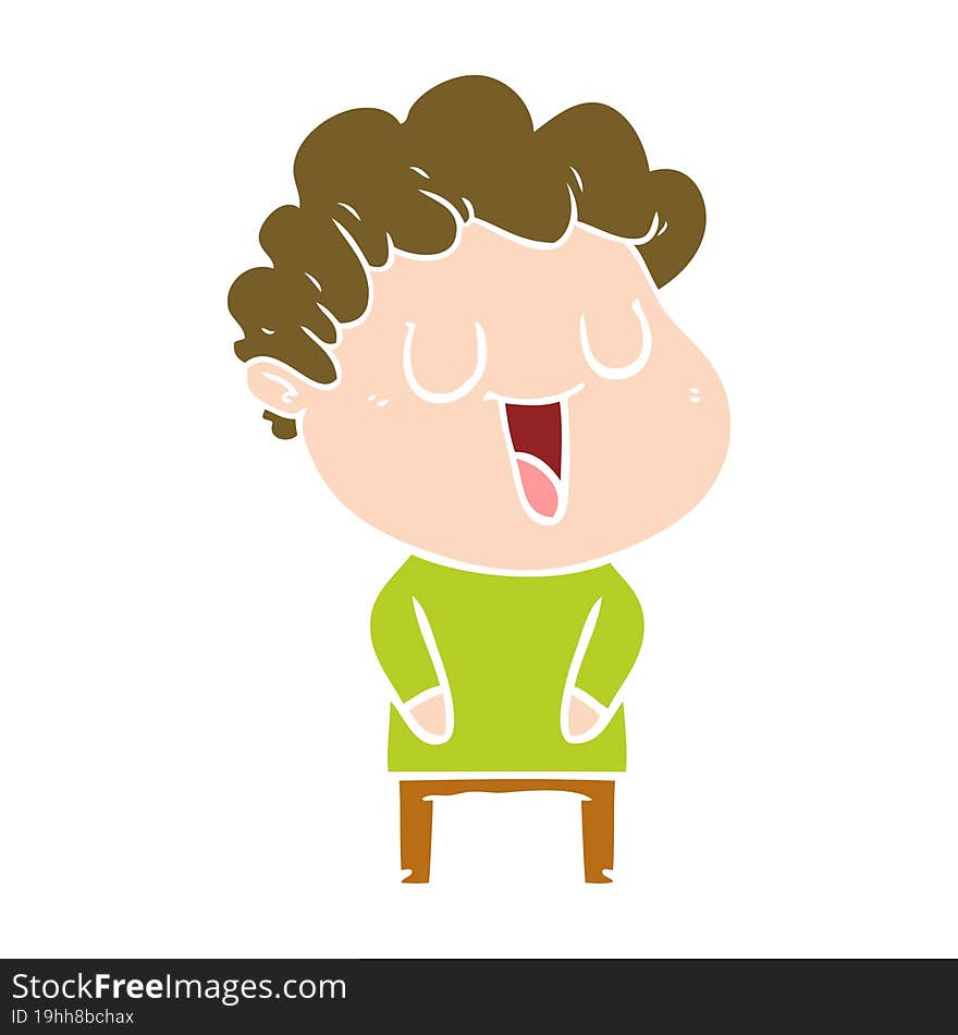 Laughing Flat Color Style Cartoon Man