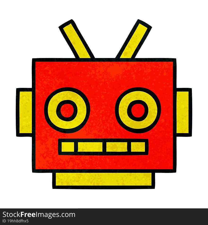 retro grunge texture cartoon of a robot head