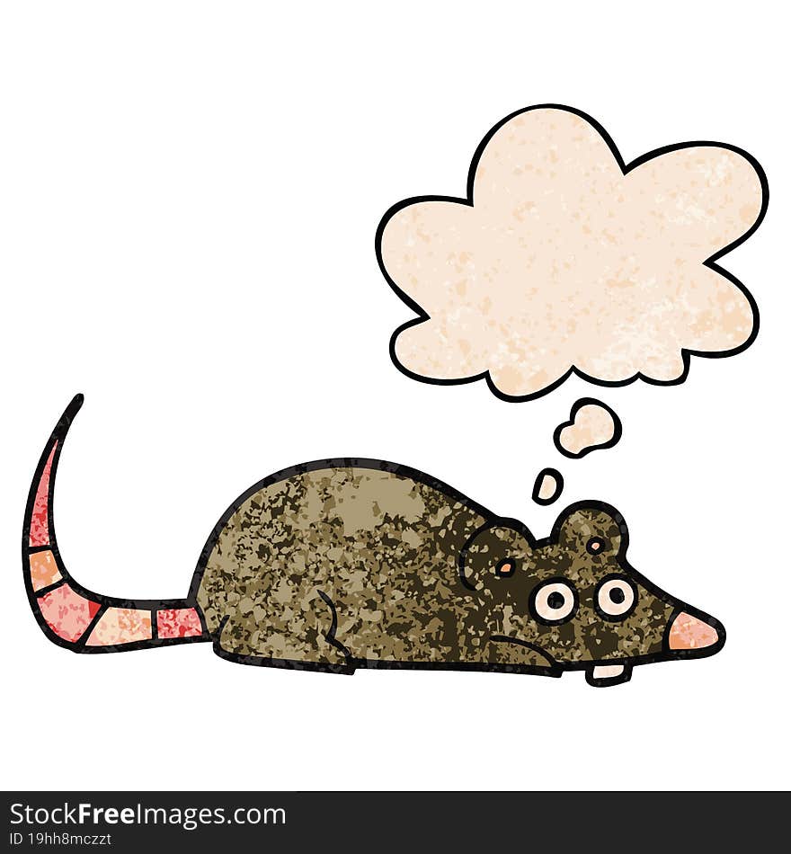 cartoon mouse with thought bubble in grunge texture style. cartoon mouse with thought bubble in grunge texture style