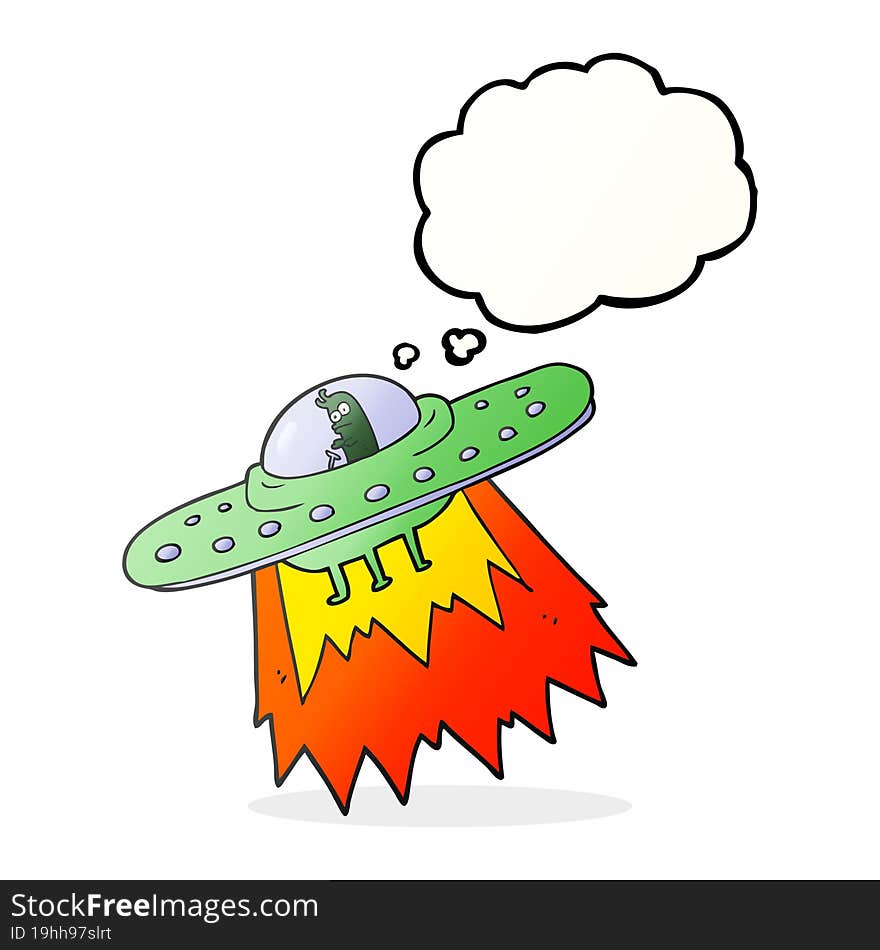 freehand drawn thought bubble cartoon ufo